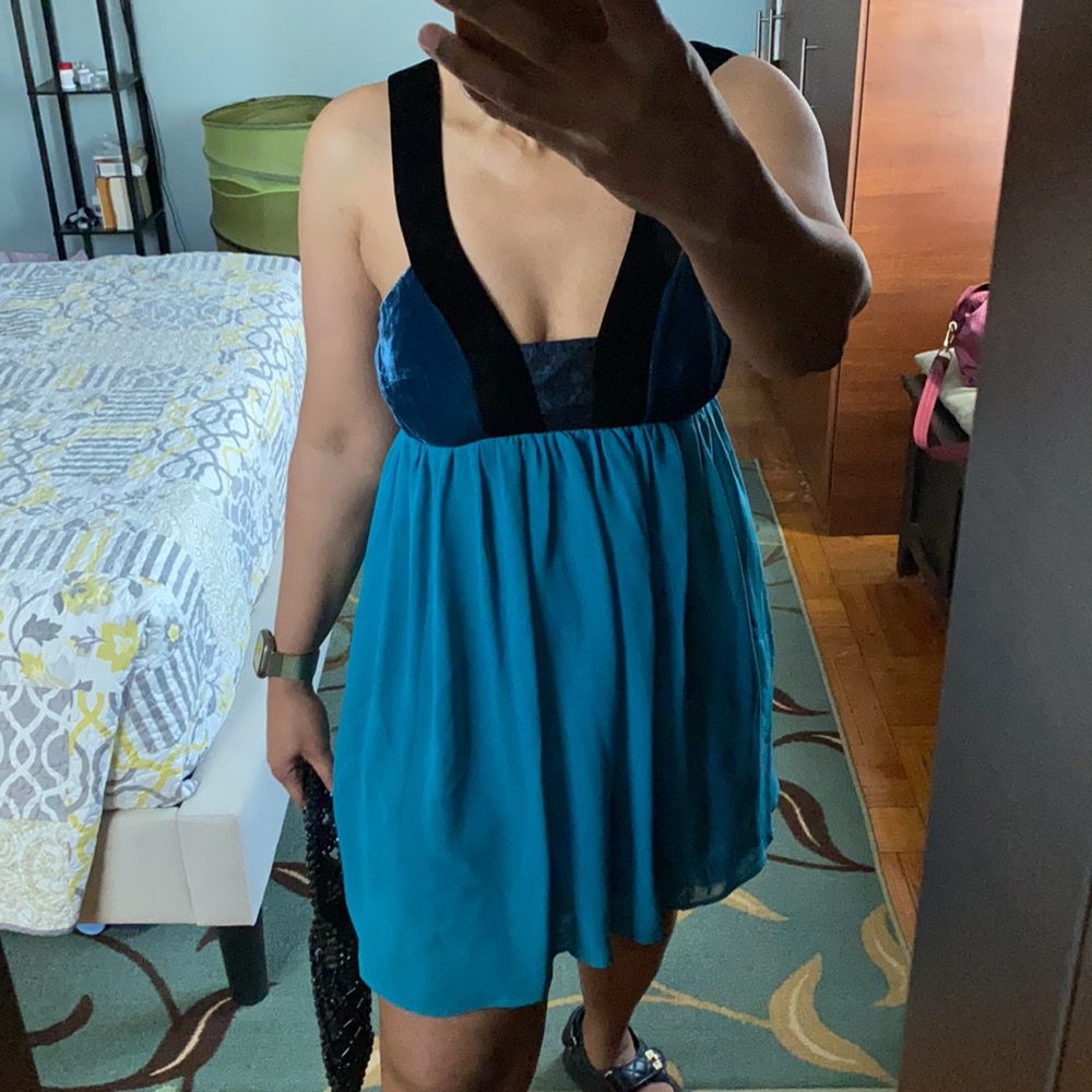 Baby doll velvet mix media mini dress
